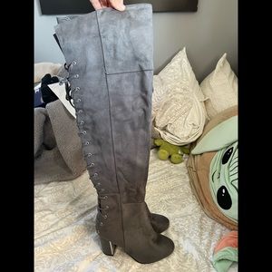 Grey Knee High Booties